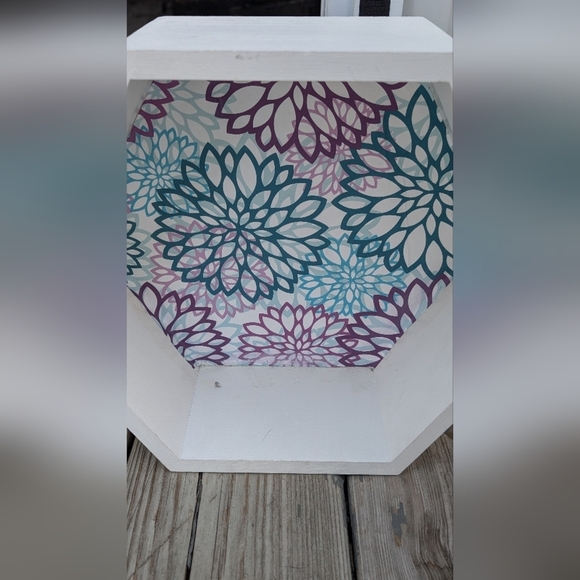 Handmade Blue And Purple Flowers Hexagon Wall Decor (EUC) - Picture 2 of 12